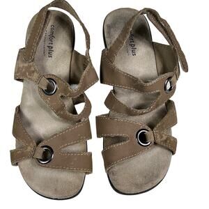 Comfort Plus by Predictions Women's Sandals 6 1/2W Brown Cream